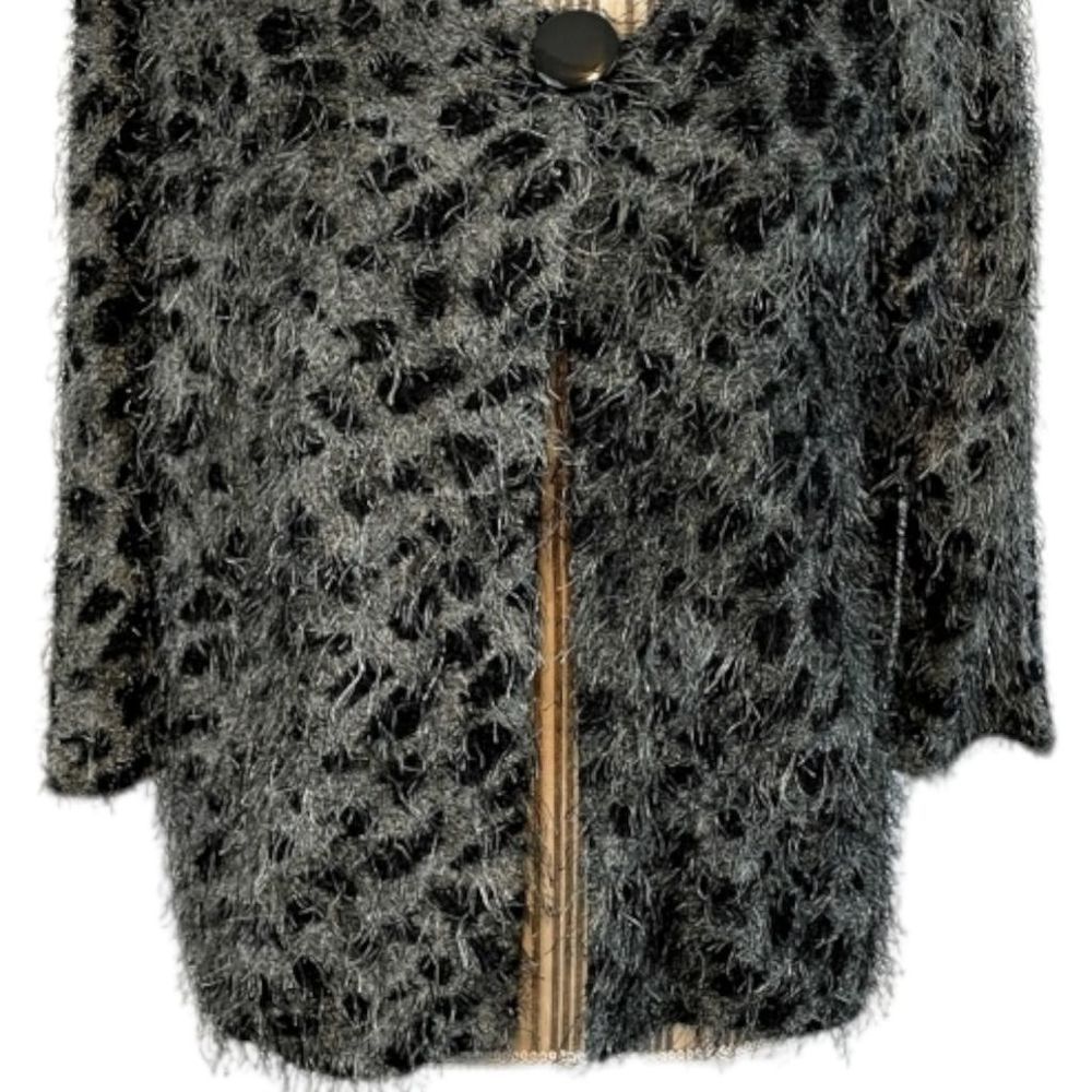 Vintage Isela Fuzzy Animal Print Cardigan Sweater In A Size Medium - Picture 6 of 15
